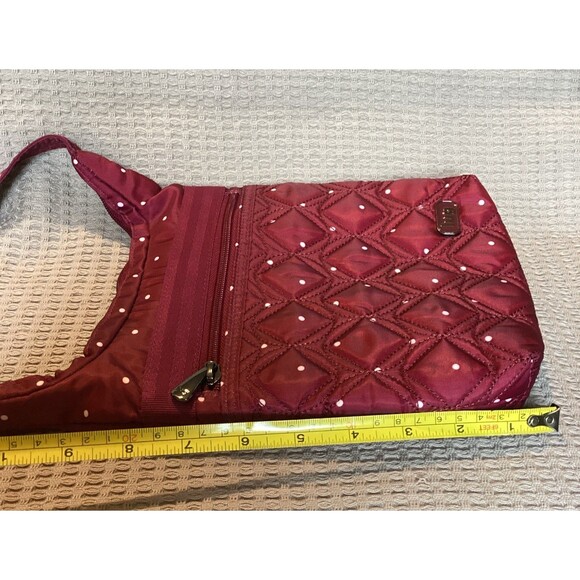 Lug Skipper SE Crossbody Purse/ Raspberry Red/White Polka Dot Adjustable RFID - Picture 14 of 16